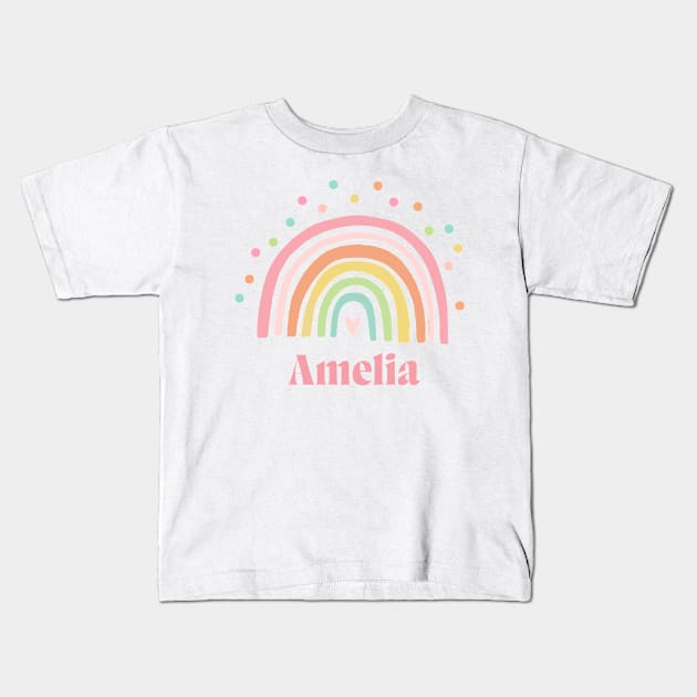 Hand Name Written Of Amelia Kids T-Shirt by CnArts